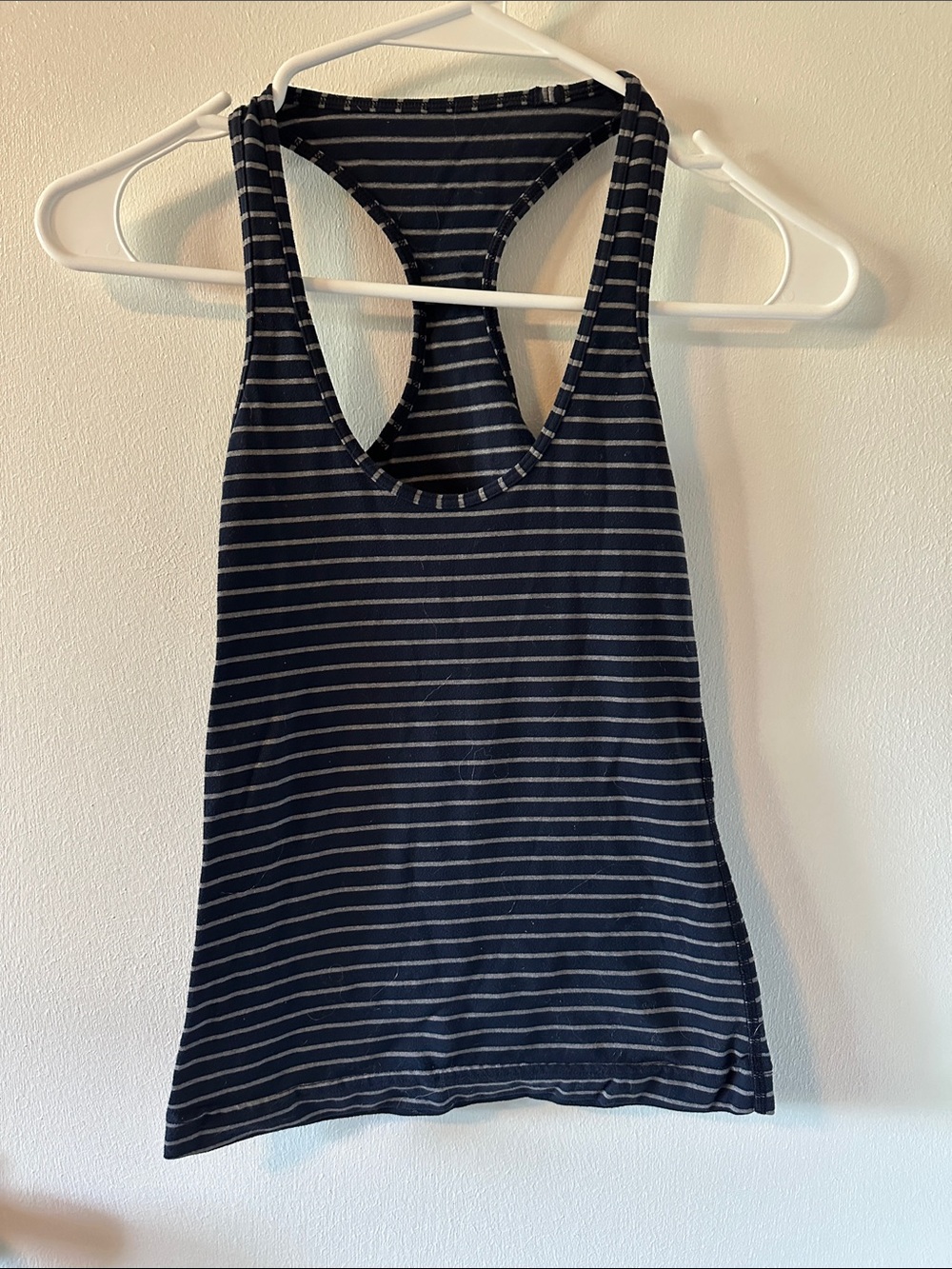 lululemon athletica Navy and Silver Striped Racerback Tank